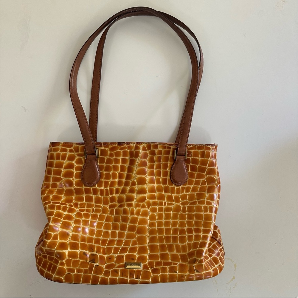 Moschino Tan and Brown Tote Bag with Giraffe Print